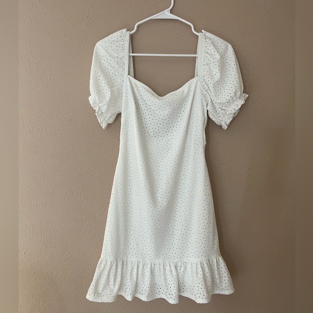 White Spring Dress with Back Opening